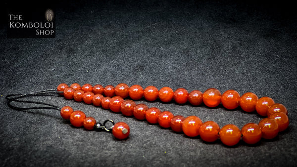 Carnelian Cascading 33 Bead Komboloi