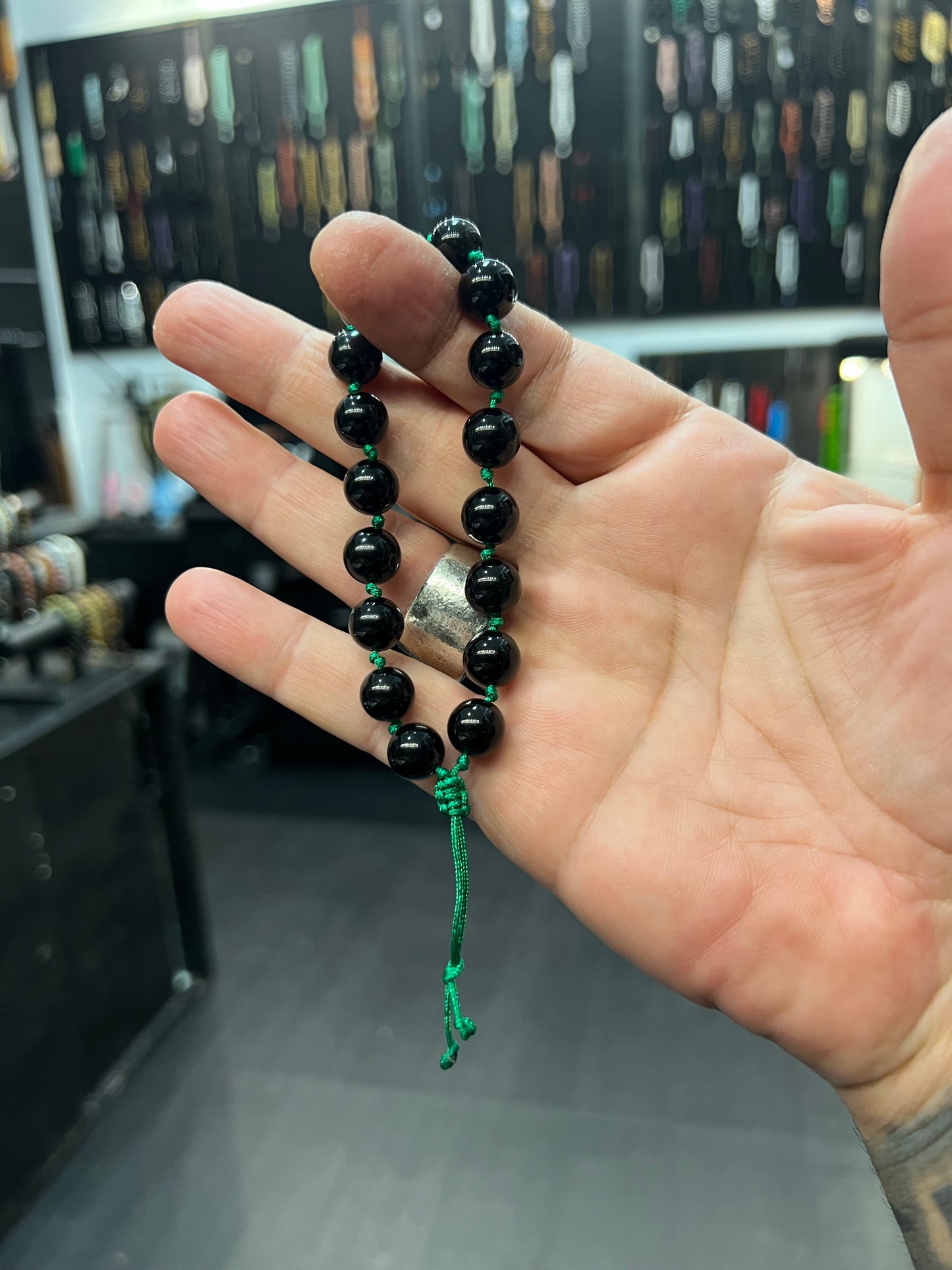 Obsidian Worry Beads - Wearable MK3 (Short) Hand Knotted