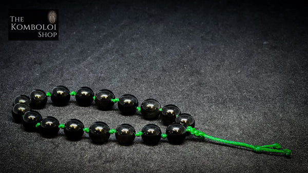 Obsidian Worry Beads - Wearable MK3 (Short) Hand Knotted