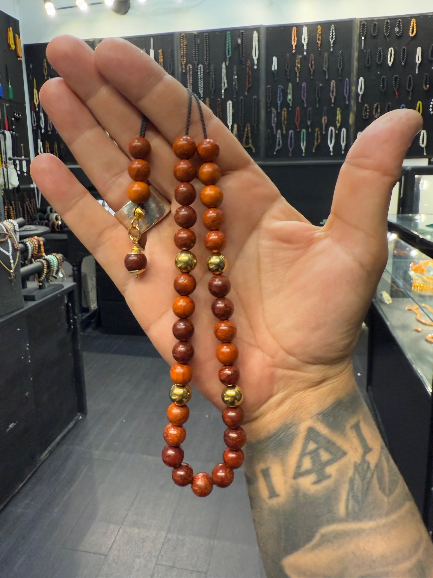 Rosewood & Stainless Steel 33 Bead Komboloi / Worry Beads