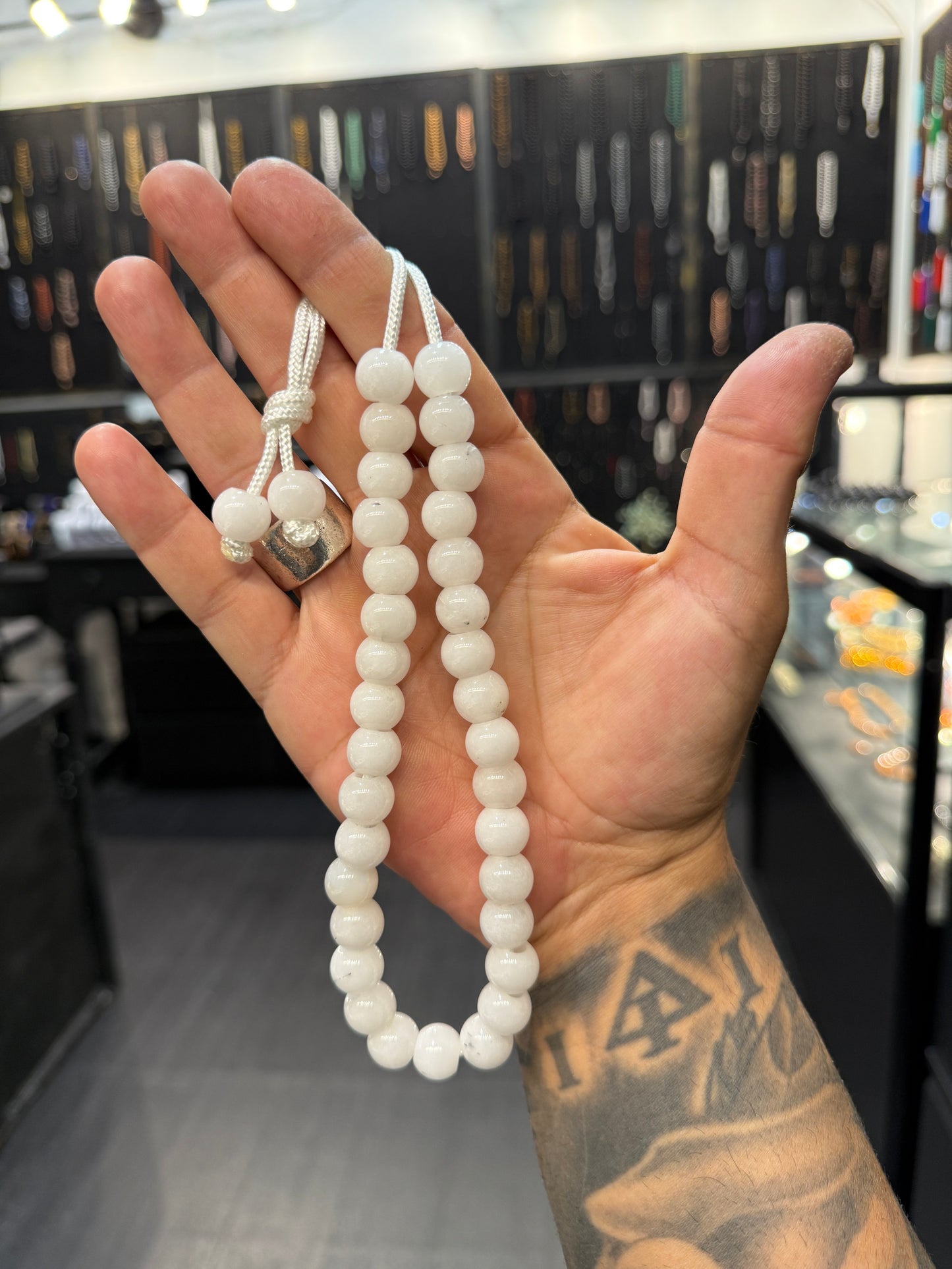 White Jade 33 Bead Komboloi / Worry Beads