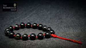 Obsidian Worry Beads - Wearable MK3 (Short) Hand Knotted