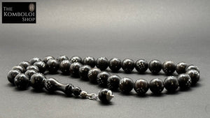 Ebony w/Silver Inlays 33 Bead Worry Beads