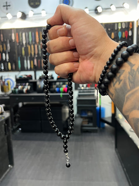 Ebony 50 Bead Orthodox Prayer Beads with Stainless Steel Cross