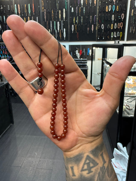 Carnelian 33 Bead Mini Komboloi / Worry Beads