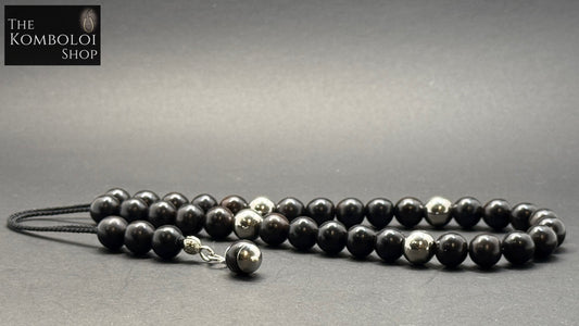 Ebony & Stainless Steel 33 Bead Komboloi / Worry Beads