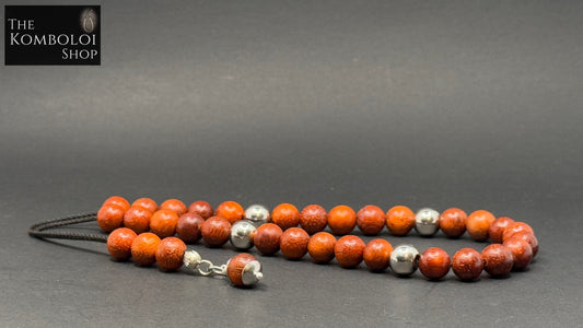 Rosewood & Stainless Steel 33 Bead Komboloi / Worry Beads