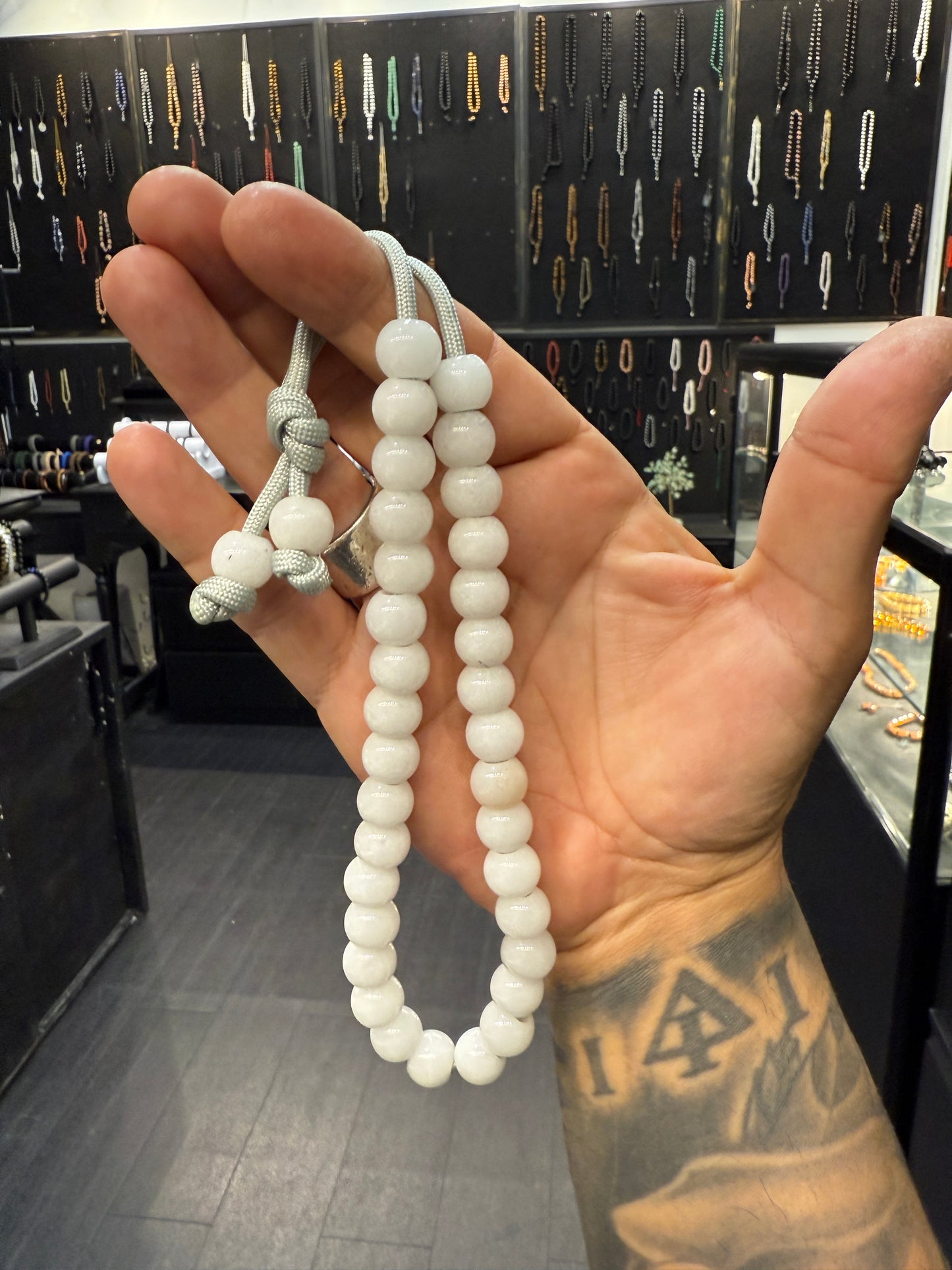 White Jade 33 Bead Komboloi / Worry Beads