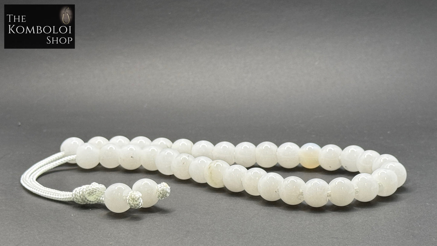 White Jade 33 Bead Komboloi / Worry Beads