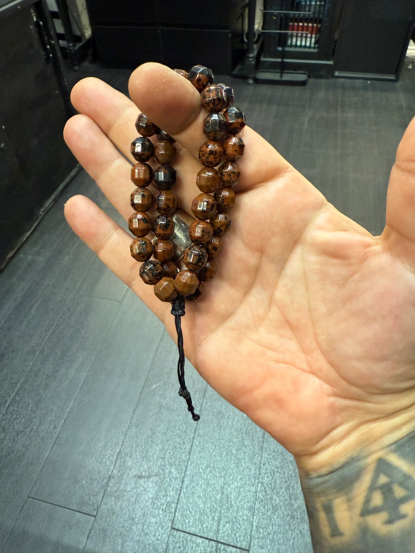 Mahogany Obsidian Komboloi / Worry Bead Bracelet -  MK3 V2