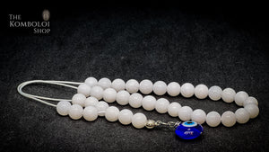 White Jade with Evil Eye 33 Bead Komboloi / Worry Beads