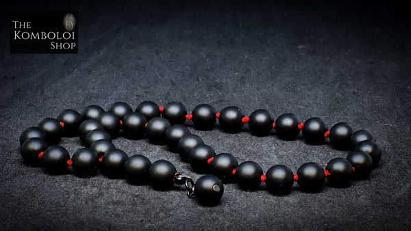 Matte Onyx 33 Bead Worry Beads w/Hand Knotted Knots