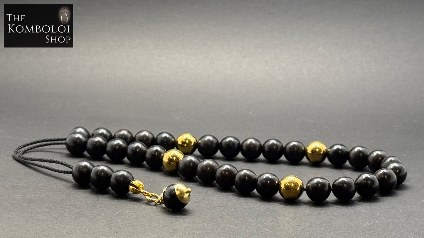 Ebony & Stainless Steel 33 Bead Komboloi / Worry Beads