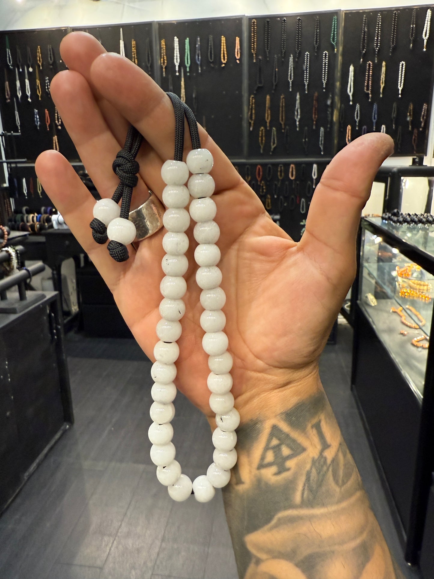 White Jade 33 Bead Komboloi / Worry Beads