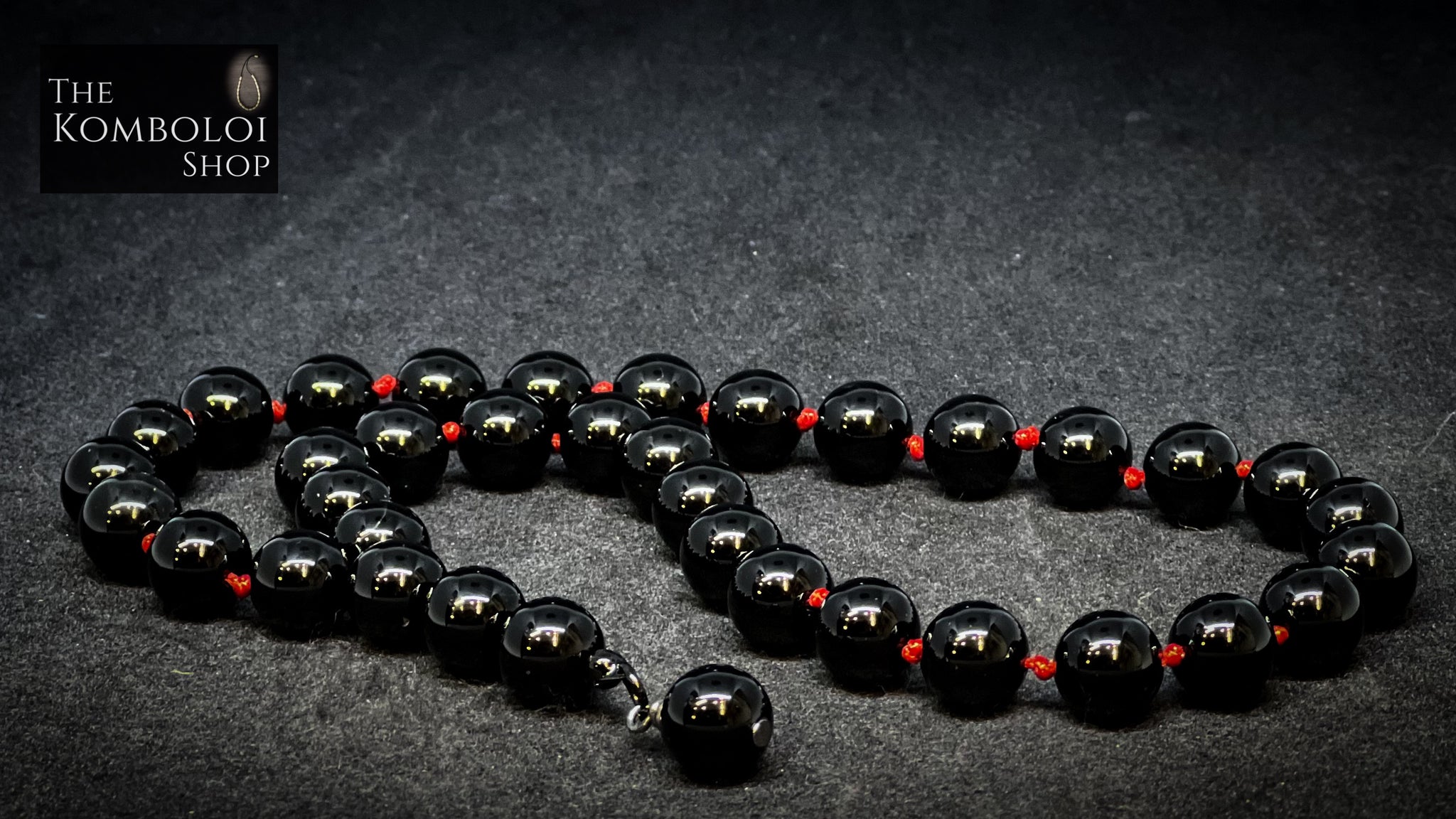 Onyx 33 Bead Worry Beads w/Hand Knotted Knots