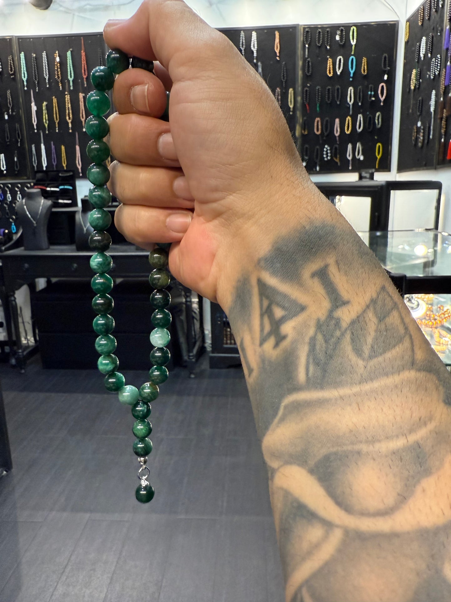 Emerald 33 Bead Worry Beads