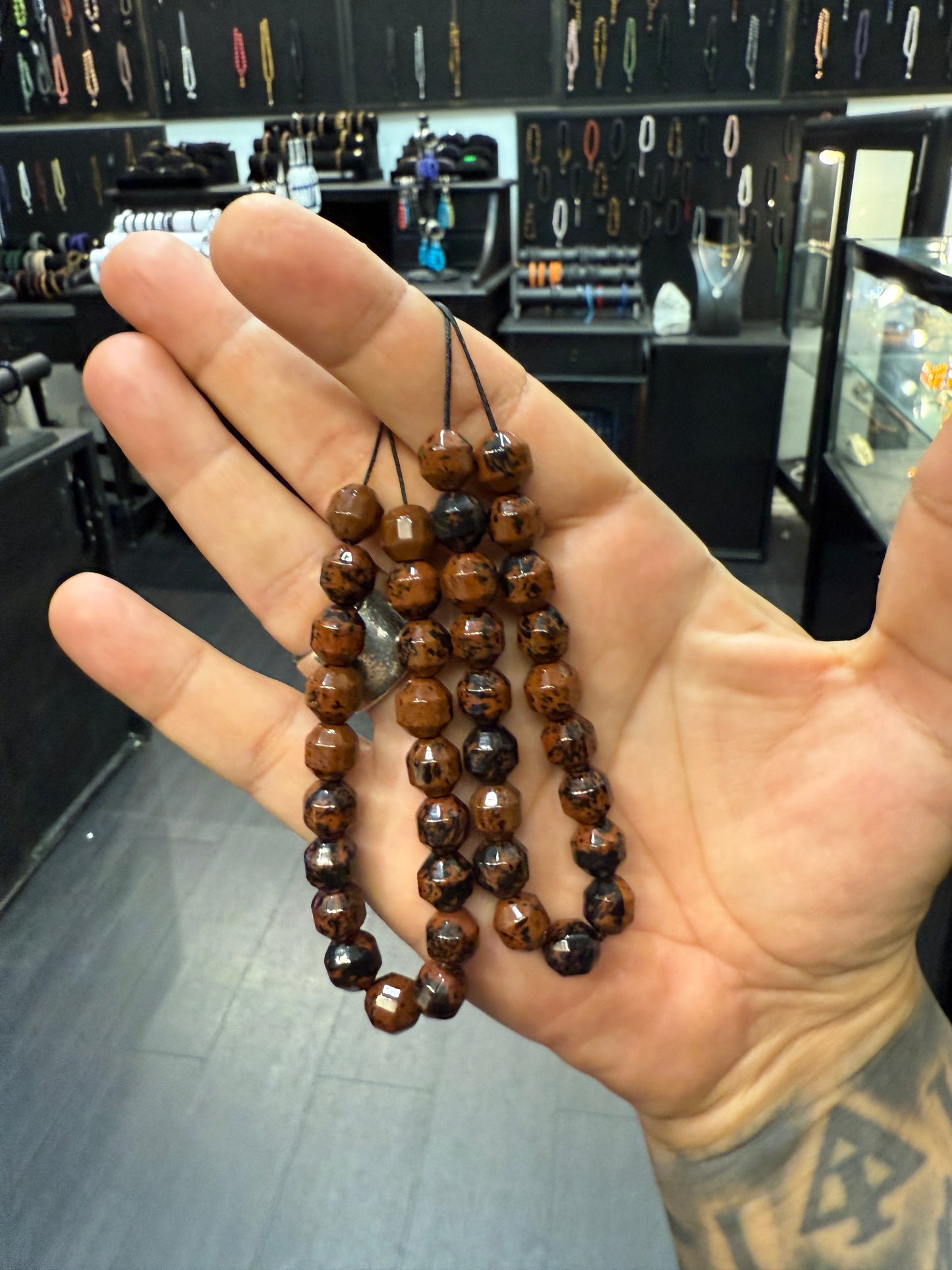 Mahogany Obsidian Komboloi / Worry Bead Bracelet -  MK3 V2