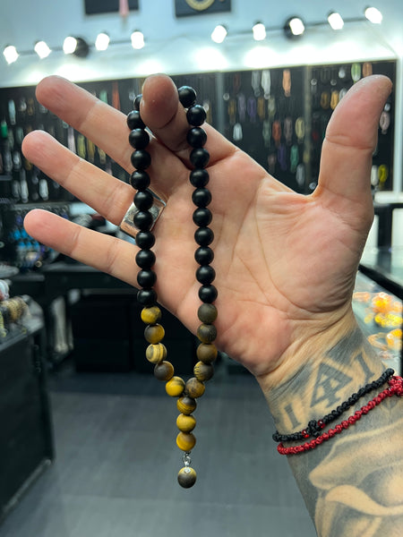 Tigers Eye & Onyx 33 Bead Worry Beads