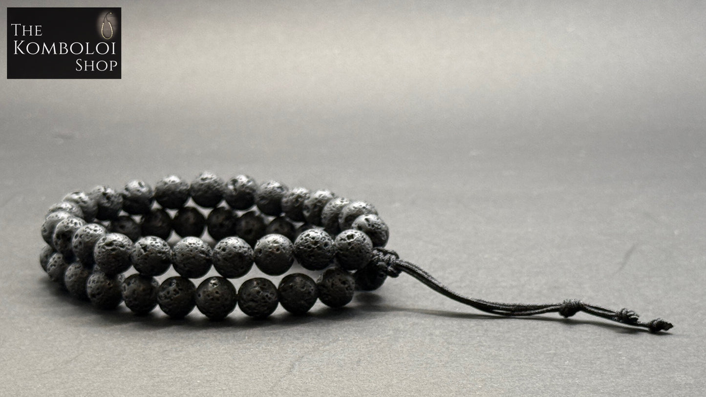 Volcanic Lava Komboloi / Worry Bead Bracelet -  MK3 V2