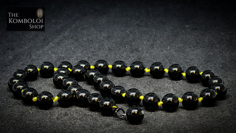 Onyx 33 Bead Worry Beads w/Hand Knotted Knots