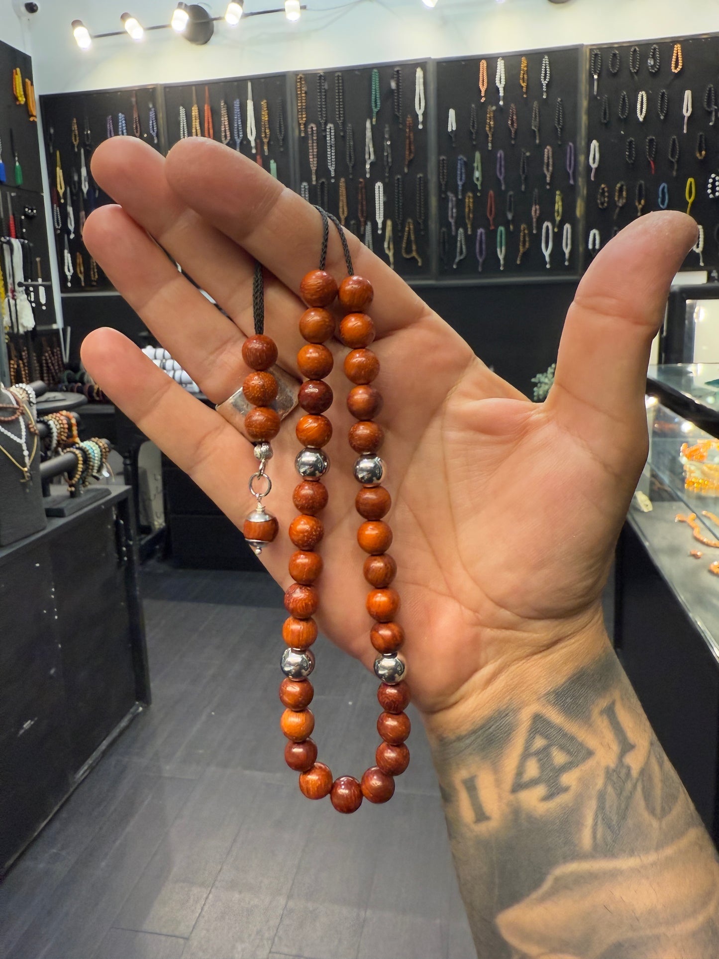 Rosewood & Stainless Steel 33 Bead Komboloi / Worry Beads