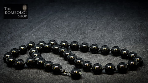 Onyx 33 Bead Worry Beads w/Hand Knotted Knots