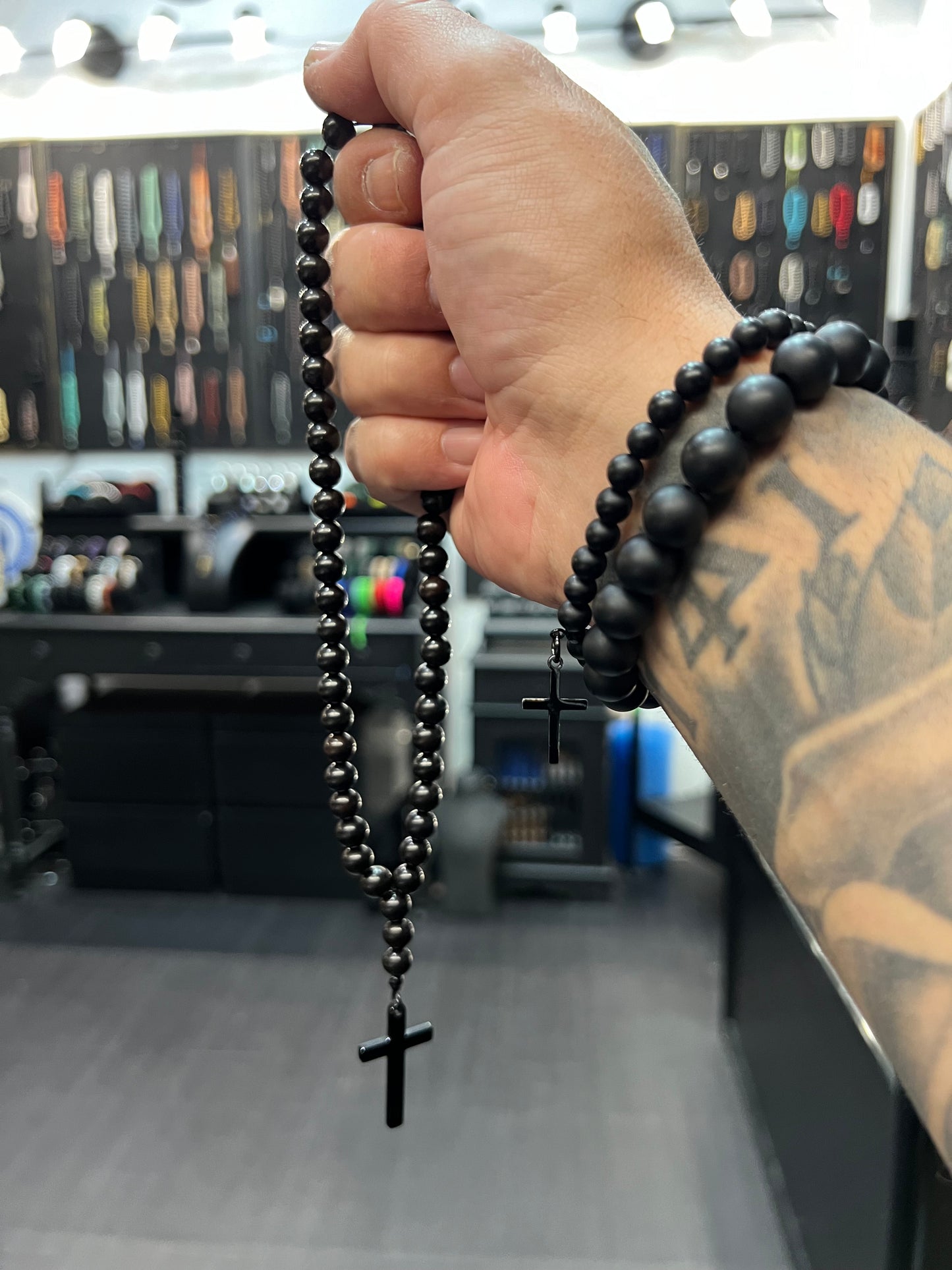 Ebony 50 Bead Orthodox Prayer Beads with Stainless Steel Cross