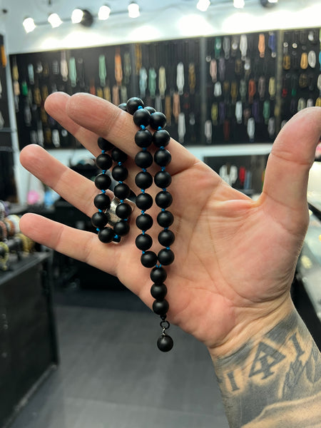 Matte Onyx 33 Bead Worry Beads w/Hand Knotted Knots