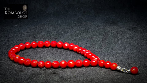 Red Coral - 33 Bead Worry Beads
