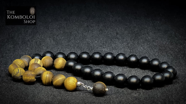 Tigers Eye & Onyx 33 Bead Worry Beads