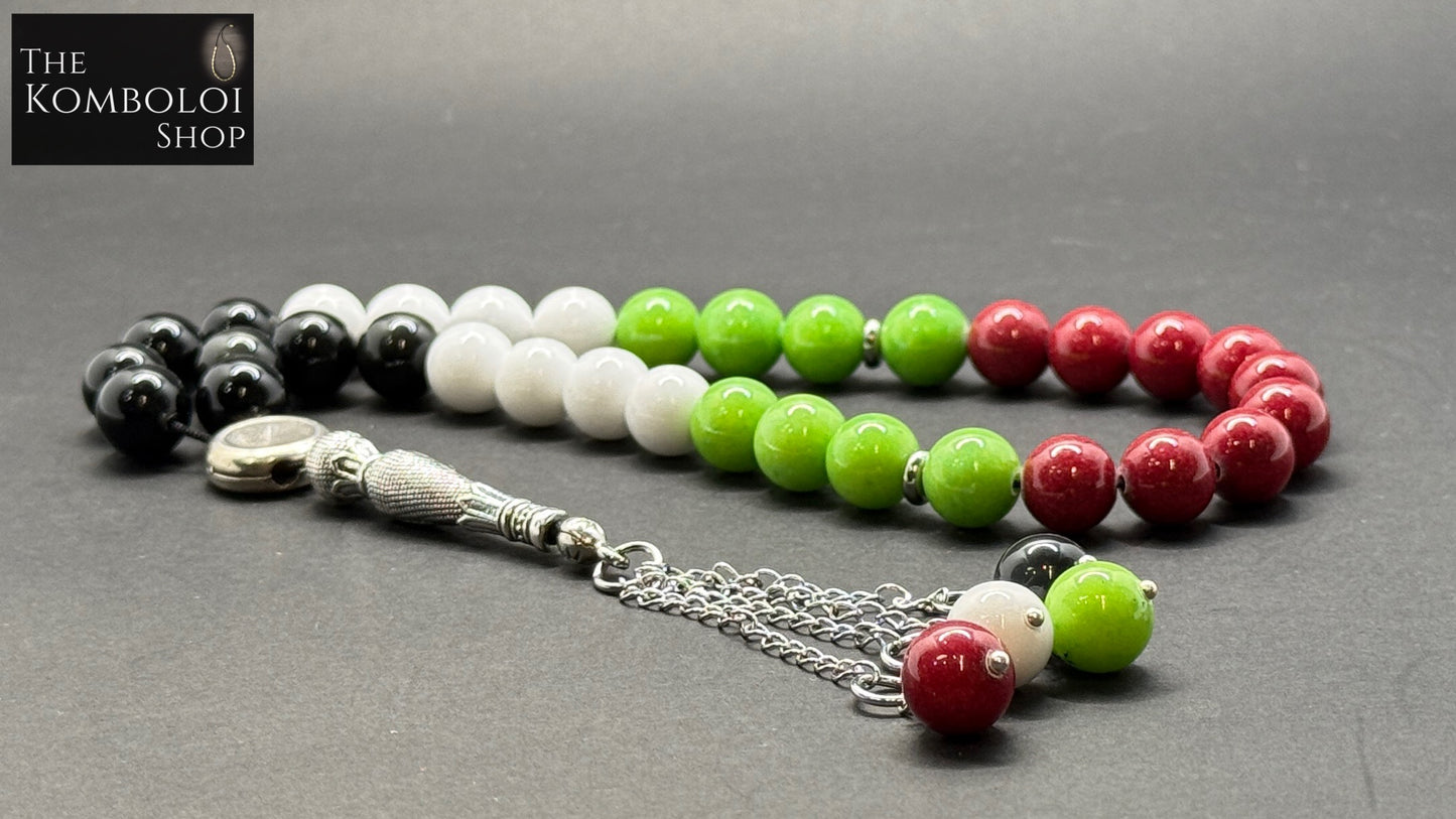 Ottoman Collection - 33 Bead Masbaha / Tasbih - Jade & Onyx