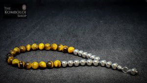 Tigers Eye & Stainless Steel 33 Bead Worry Beads