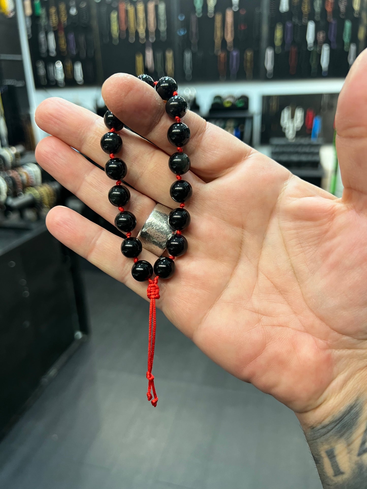 Obsidian Worry Beads - Wearable MK3 (Short) Hand Knotted