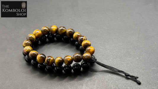 Onyx & Tigers Eye Komboloi / Worry Bead Bracelet -  MK3 V2