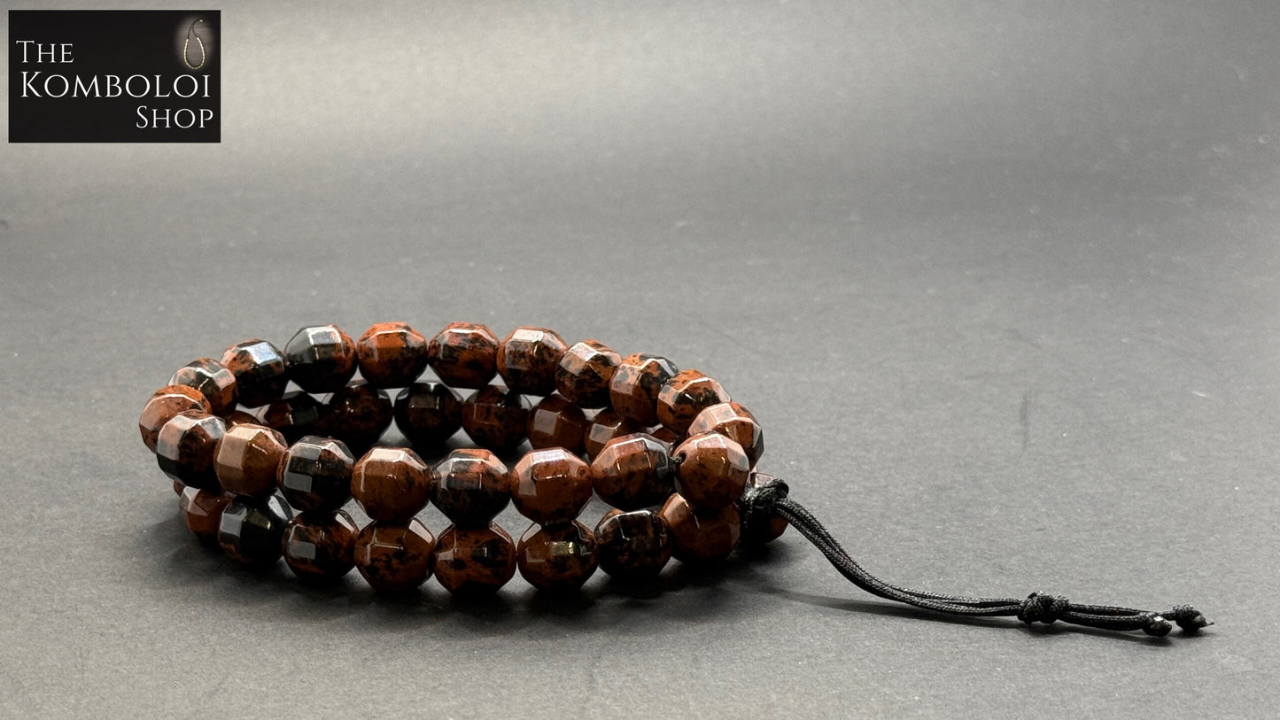 Mahogany Obsidian Komboloi / Worry Bead Bracelet -  MK3 V2