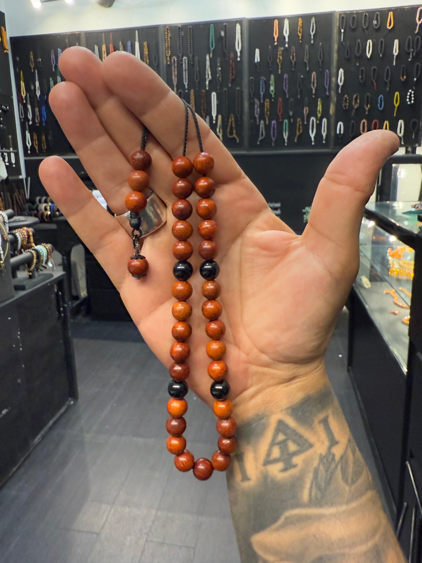 Rosewood & Stainless Steel 33 Bead Komboloi / Worry Beads