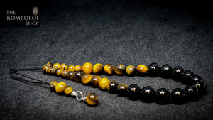 Onyx & Tigers Eye Cascading 33 Bead Komboloi