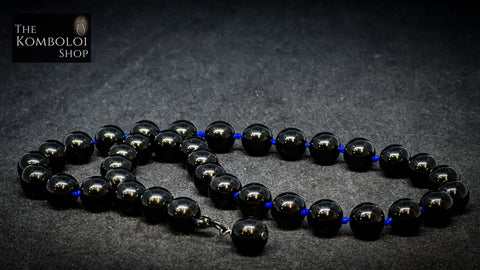 Onyx 33 Bead Worry Beads w/Hand Knotted Knots