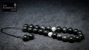 Obsidian w/Sterling Silver - 21 Bead Komboloi / Worry Beads