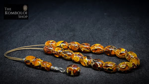 Pressed Mosaic Baltic Amber Komboloi / Worry Beads