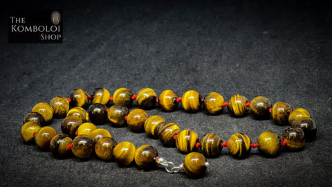 Tigers Eye 33 Bead Worry Beads w/Hand Knotted Knots