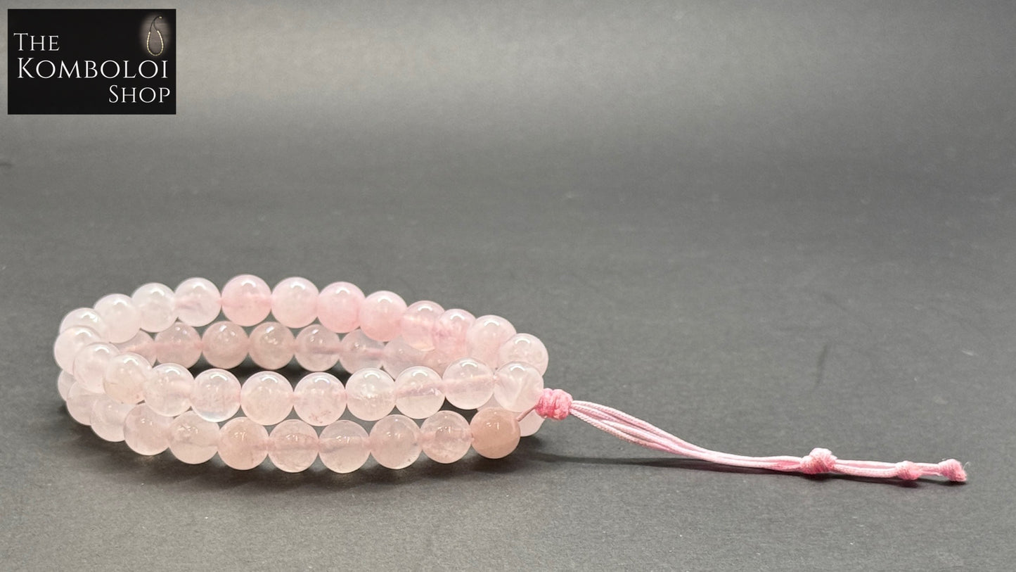 Rose Quartz Komboloi / Worry Bead Bracelet -  MK3 V2