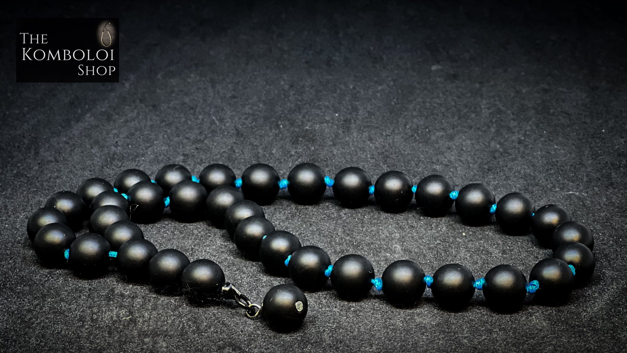 Matte Onyx 33 Bead Worry Beads w/Hand Knotted Knots