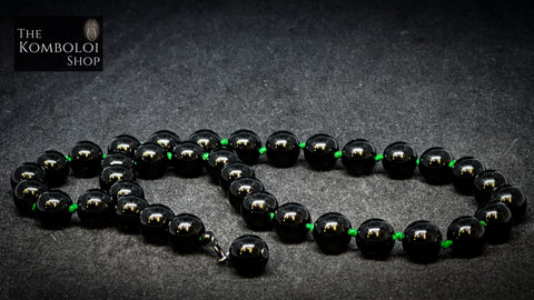 Onyx 33 Bead Worry Beads w/Hand Knotted Knots