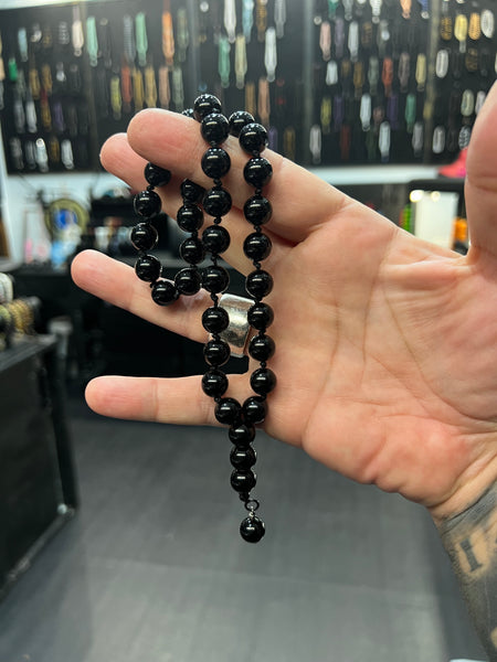 Onyx 33 Bead Worry Beads w/Hand Knotted Knots