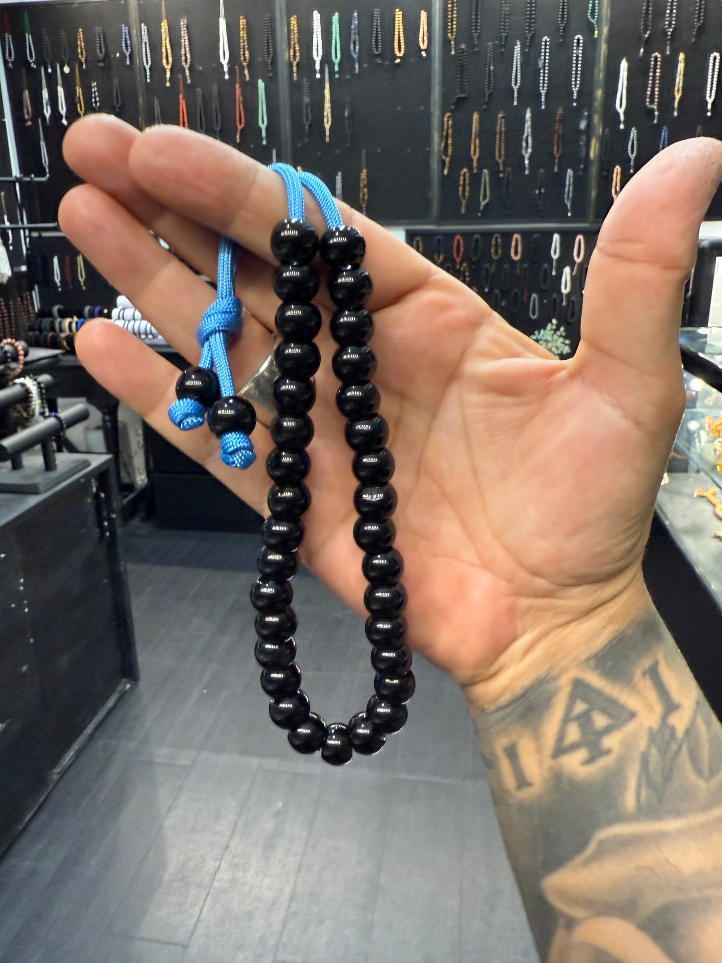 Black Stone 33 Bead Komboloi / Worry Beads