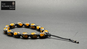 Yusuri (Black Coral) w/Amber Inlays Worry Beads - Wearable MK3 (Short)