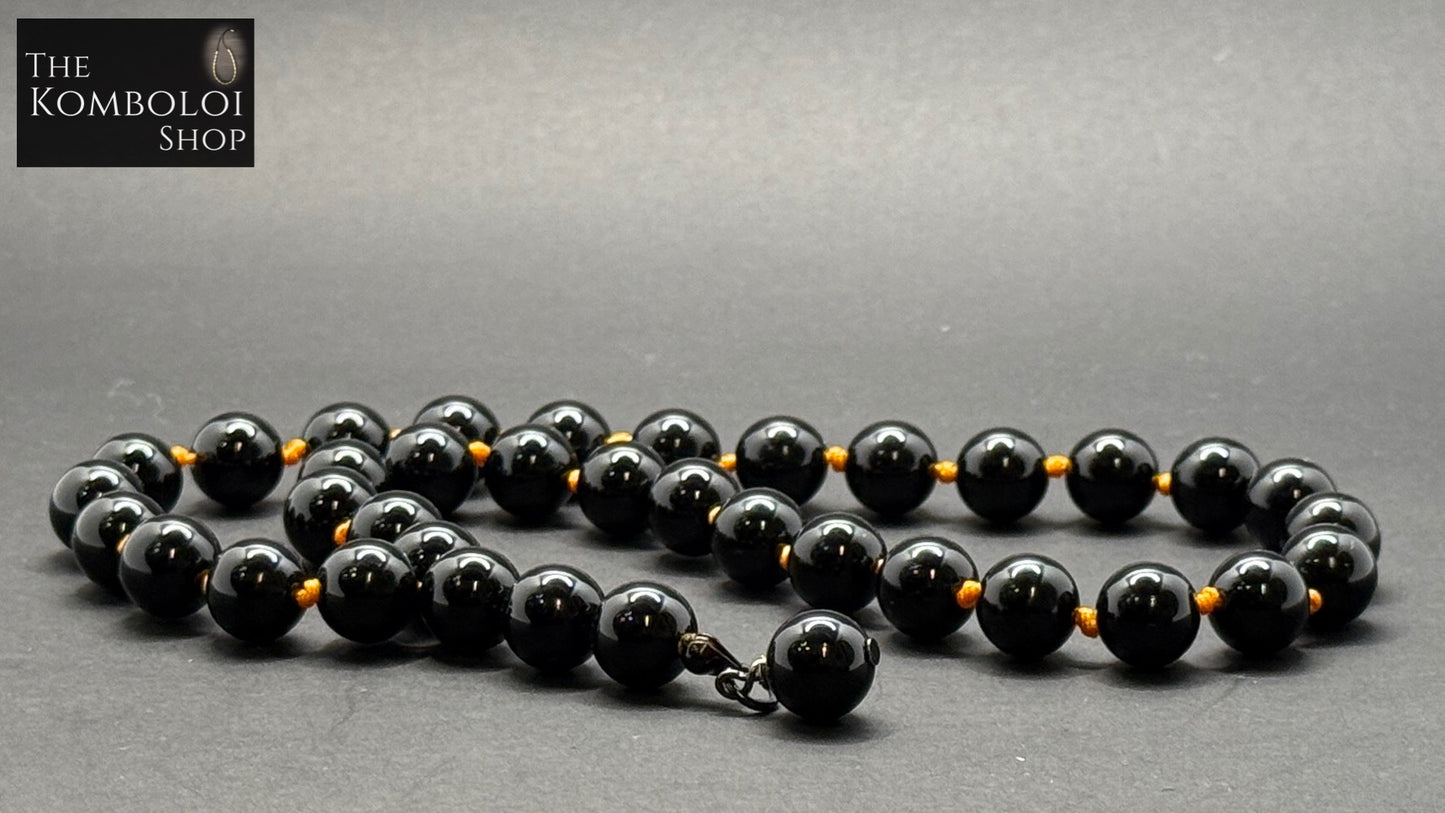 Onyx 33 Bead Worry Beads w/Hand Knotted Knots