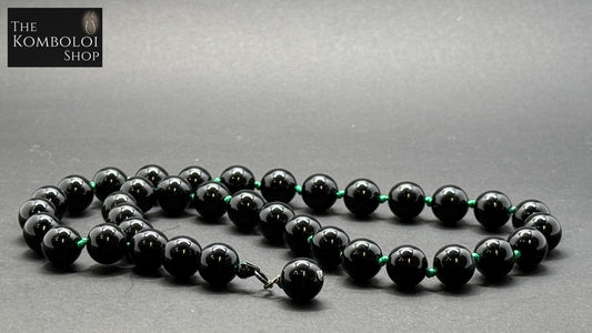 Onyx 33 Bead Worry Beads w/Hand Knotted Knots