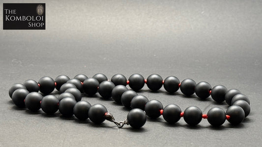 Matte Onyx 33 Bead Worry Beads w/Hand Knotted Knots